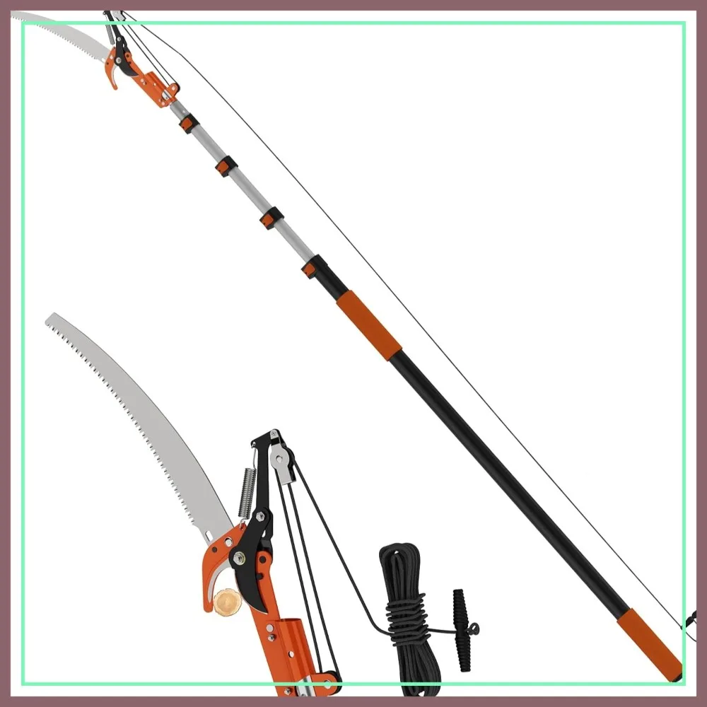 

26FT Reach Tree Trimmer, Manual Pole Saw with 5-20FT Extension Pole, Tree Pruner Extendable for High Branch Cutting