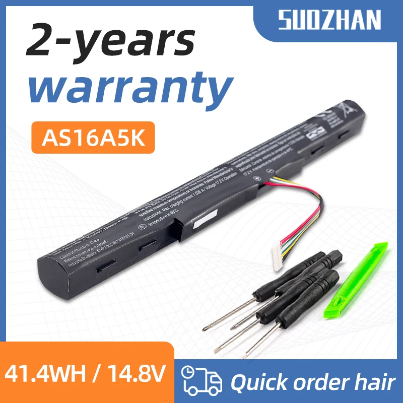 Bateria Suozhan para Acer Aspire As16a5k As16a7k As16a8k As16a8k E15 E5475g 523g 553g 575g 774g E5575-59qb E5-57575 E5-57575 E5-53vg Novo