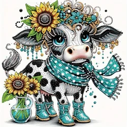 DIY Cattle and flowers 5D Special Shape Diamond Art Kits for Beginners,Diamond Art Painting Kits for Home Wall Decoration Gift