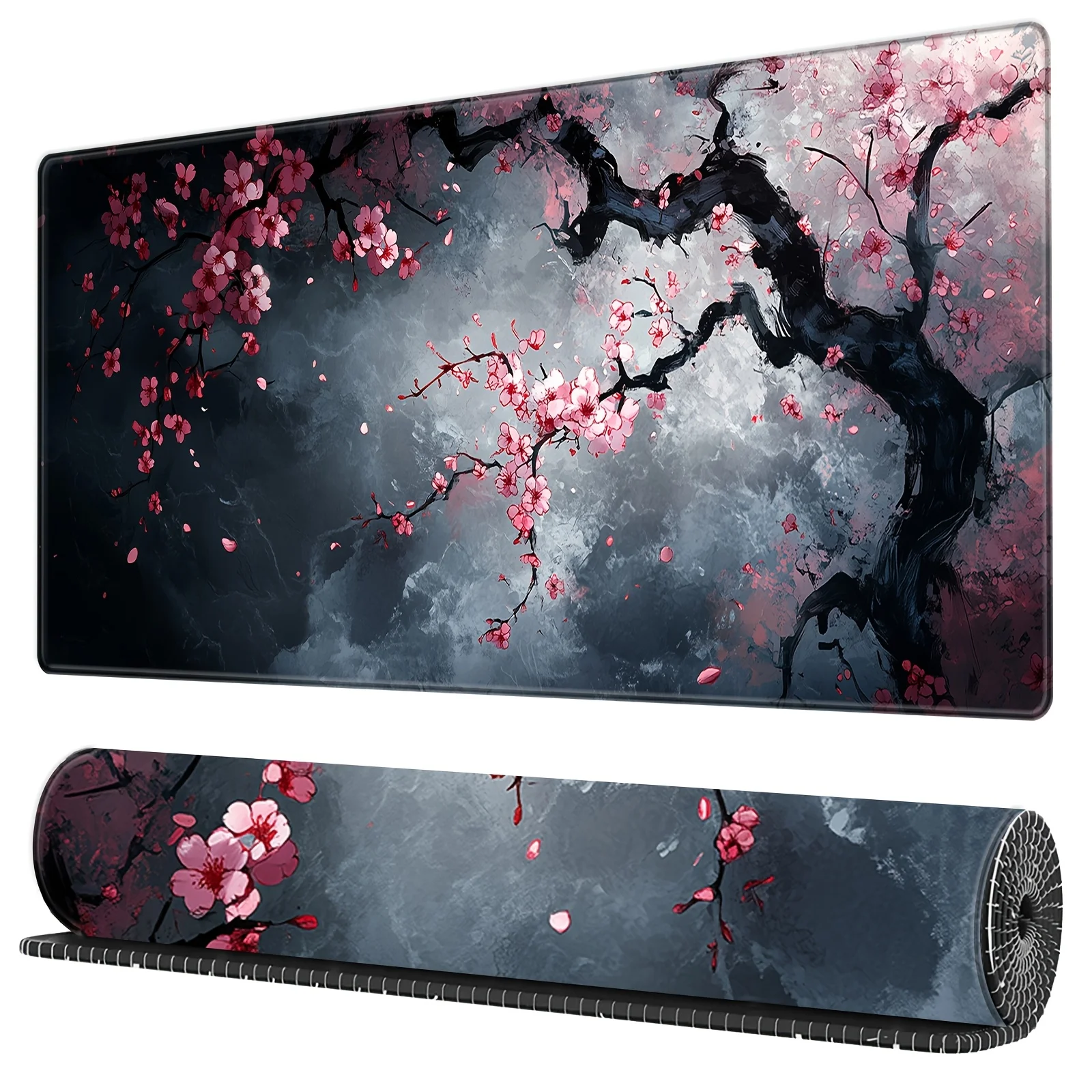 

Коврик для мыши с рисунком цветущей сакуры, удлиненный, с нескользящей резиновой основой, игровой коврик для стола