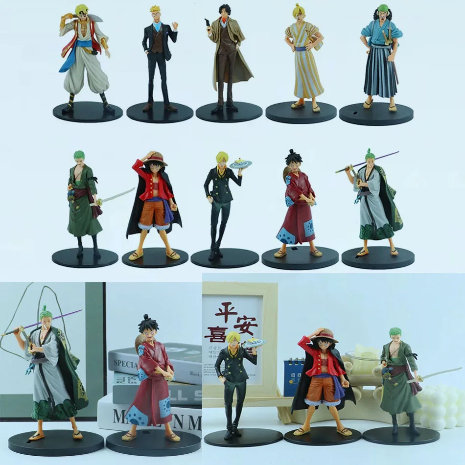 18cm One Piece Anime Figure Pirate Warriors Monkey D Luffy Roronoa Zoro Sanji Usopp Action Figures Collectible Model Toys