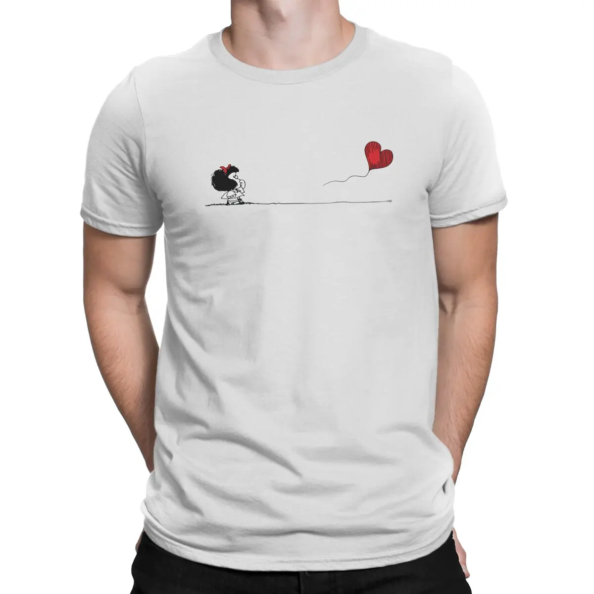 MAFALDA Heart Love Balloon T Shirt Graphic Men Tees Summer Clothing Polyester Crewneck TShirt