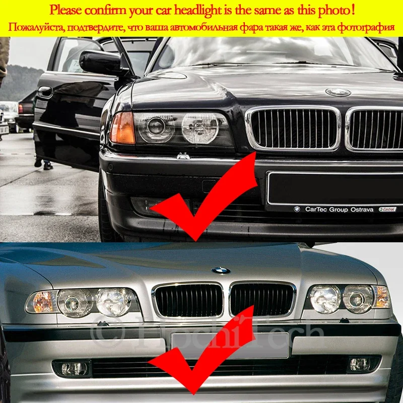 DRL Angel Eyes LED RGB CCFL SMD headlight 4 ring set For BMW 7 Series E38 740i 750i 750iL 740d 728i 1995-2001 XENON headlight