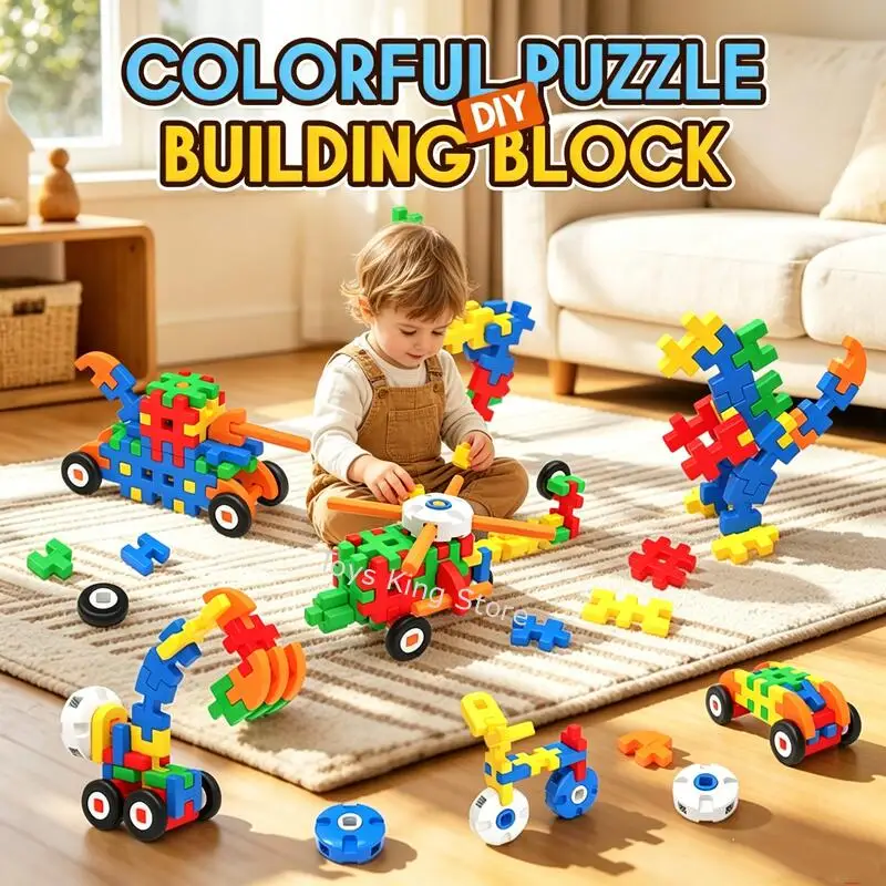 

DIY Large Particles Colorful Building Block Kids Toys Car Various Shape Assembled Childhood Educational Thinking Training Game