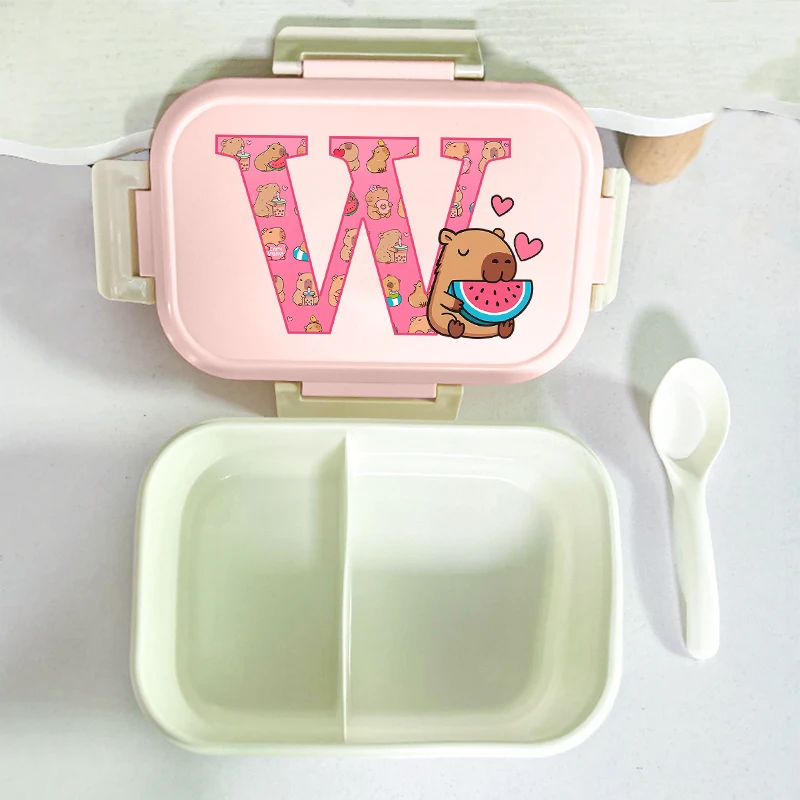 

Capibara Large Capacity Lunch Bag Anime Cartoon Letter Printed Food Storage Container Students Portable Fashion Bento Box Gifts