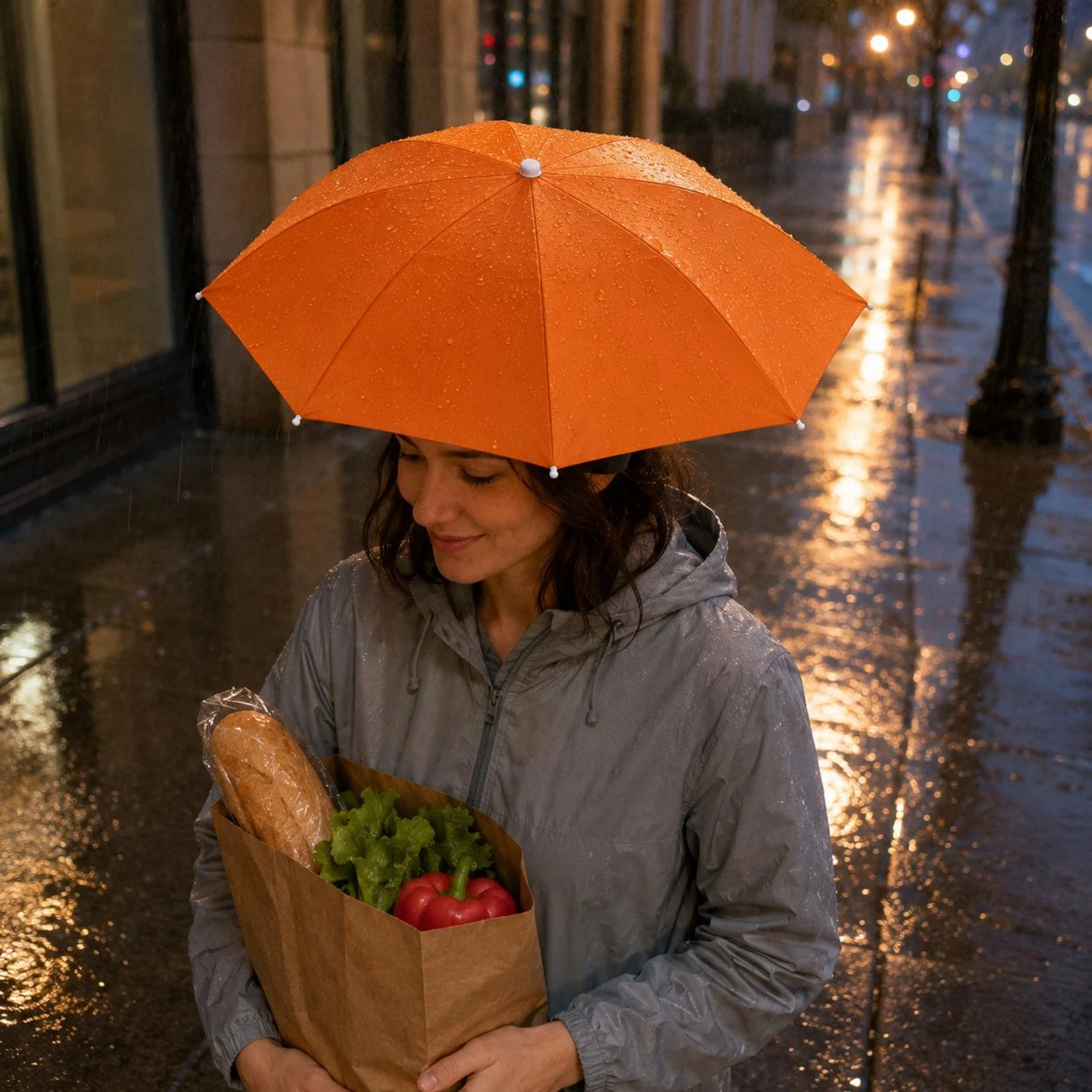 Head-Worn Umbrella Hat Fiberglass Frame Handshands-off Umbrella Hat Wearable Gear Lightweight Waterproof for Adults