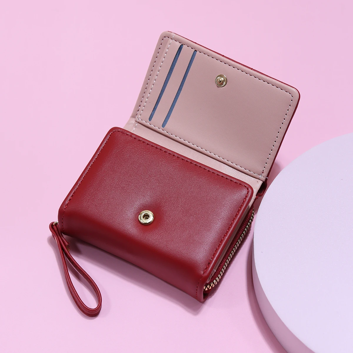 Ladies Compact Tri-Fold Embroidered Wallet Large Capacity Multi-Card Short Wallet Stylish Coin Purse