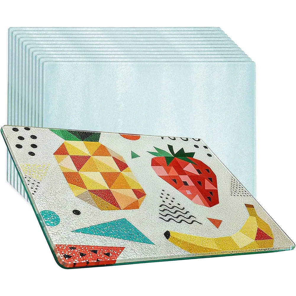 

12Pcs Sublimation Cutting Board Blanks Tempered Glass Anti Slip Cutting Boards Heat Resistant Glass Plate Chopping Board