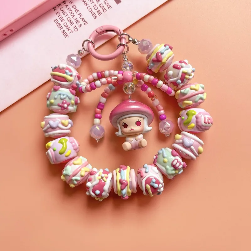 Mobile Phone Lanyard Mushroom Elf Series Hand-painted Beads Beaded Doll Pendant Girls Gift Mobile Phone Chain