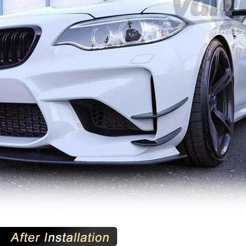 Carbon Fiber Car Front Bumper Canards For BMW F87 M2 Coupe 2-Door 2016 2017 Auto Fog Lamp Air Vent Trims Side Fins Canards