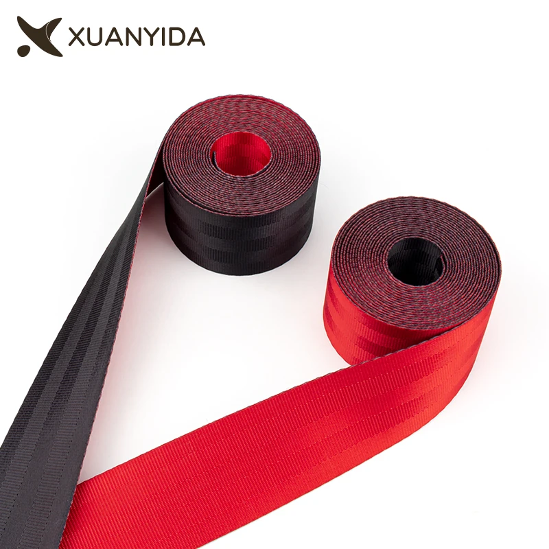 3.6 M Red And Black Car Safety Belt Tape Seat Belt Webbing High-Strength Polyester Seatbelt Car Accessories Standard Certified