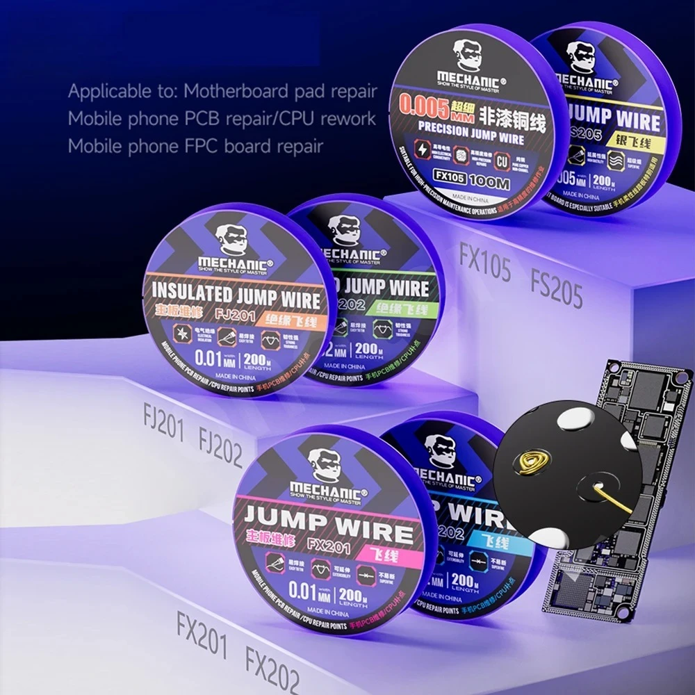 MECHANIC Jump Wires FX105 FS205 FJ201 FJ202 FX202 Extra-fine Silver Jump Wire Mobile Phone PCB Repair CPU Rework fast tinning