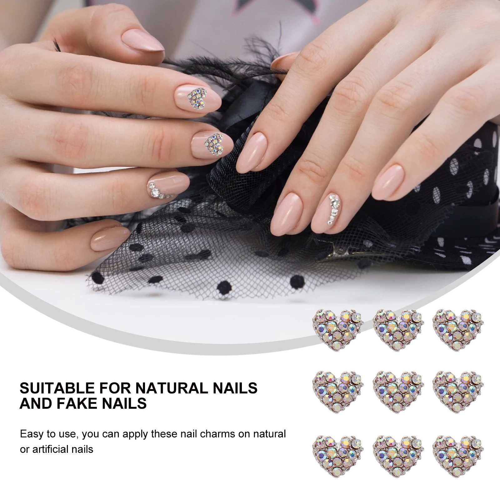เพชรติดเล็บรูปหัวใจ 20 ชิ้น อุปกรณ์ตกแต่งเล็บสำหรับทำเล็บ DIY ชาร์มติดเล็บแบบกลิตเตอร์ สติ๊กเกอร์รูปหัวใจ 3 มิติ