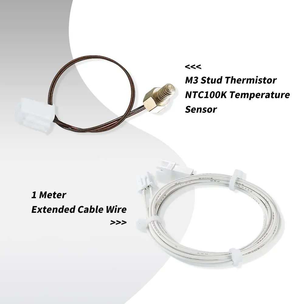 100K Ntc 3950 M3 Stud Thermistor Temperatuursensor Met 1 Meter Verlengde Kabeldraad Voor Ender 3 V2 Pro Cr10 3d Printer Hotend,