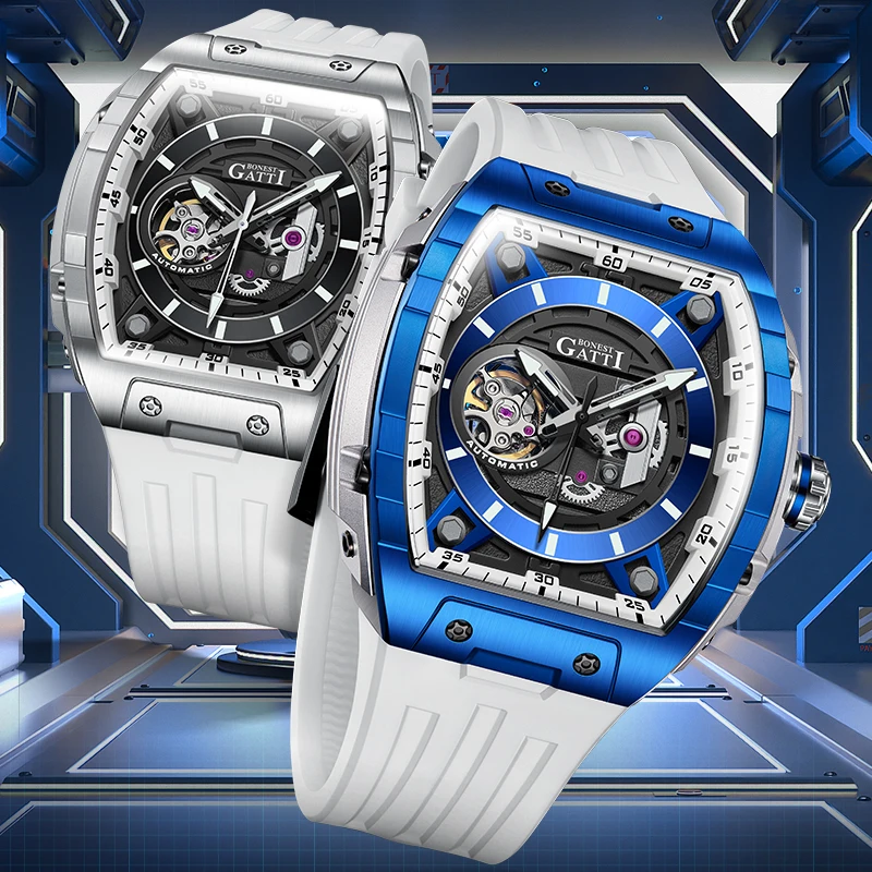 

Мужские часы BONEST GATTI, автоматические часы-скелетоны с механическим механизмом, оригинальные часы от ведущего бренда с сапфировым стеклом