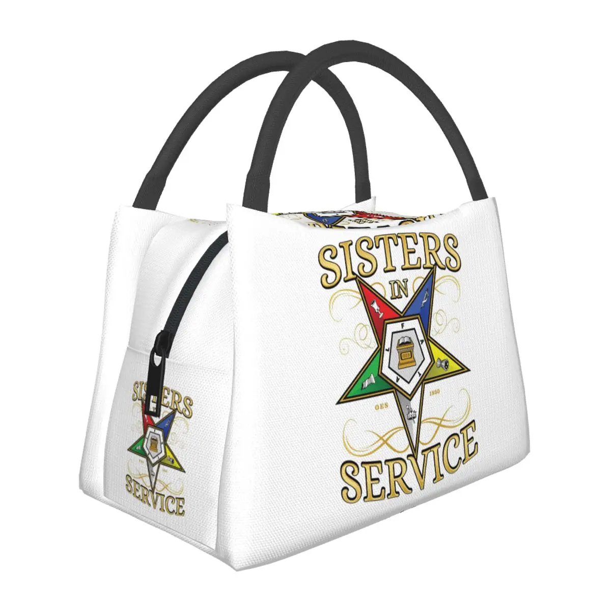 OES Emblem Order Of The Eastern Star Insulated Lunch Bag for School Bento Storage Food Boxes Container Thermal Lunch Box Tote