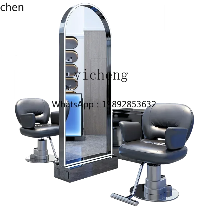 YFY  barber shop mirror table barber shop single and double-sided floor mirror hair salon special hair cutting mirror