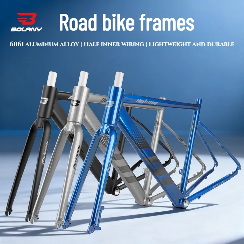 BOLANY 700C Road Bike Frame Quick Release&Thru-Axle 6061-T6 Aluminum Alloy Disc Brake Semi-Internal Cable Routing Customized