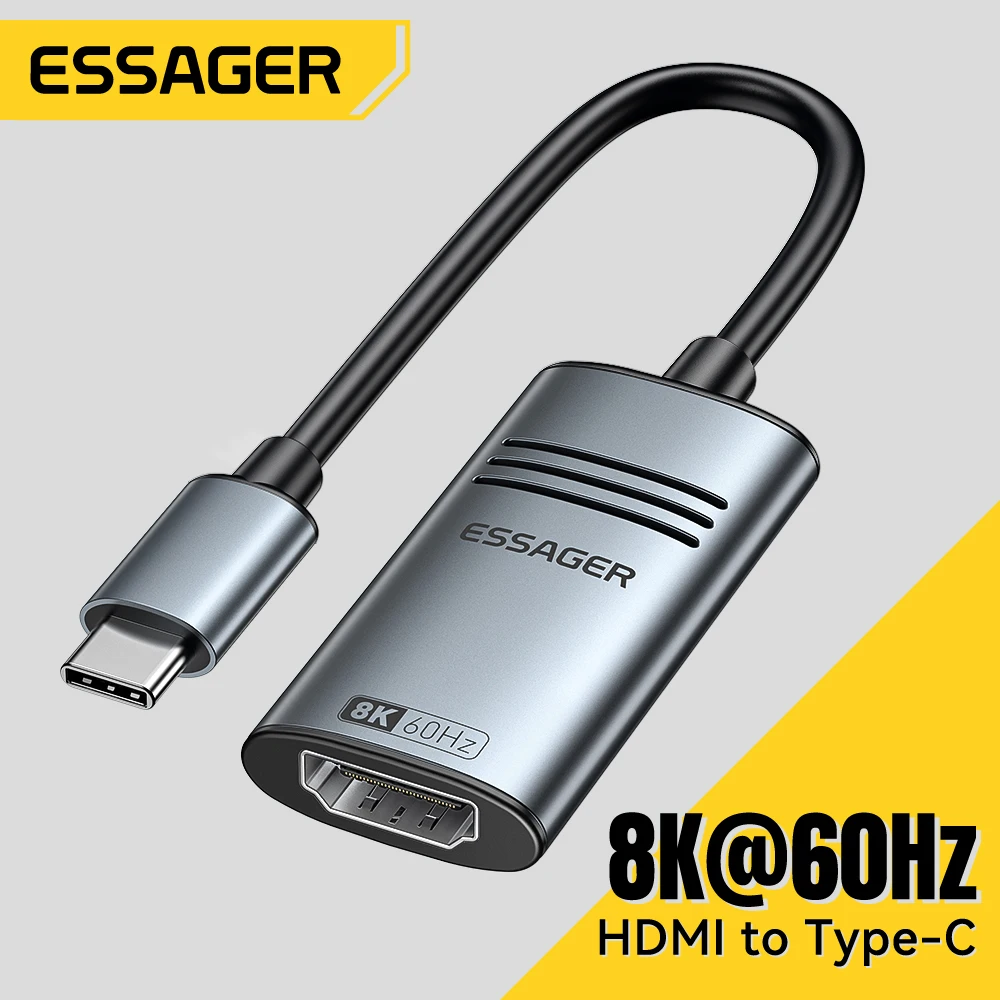 

Адаптер Essager HDMI-USB-C 8K при 60 Гц для iPhone/MacBook/Samsung S24 и ТВ-конвертер 4K 144 Гц