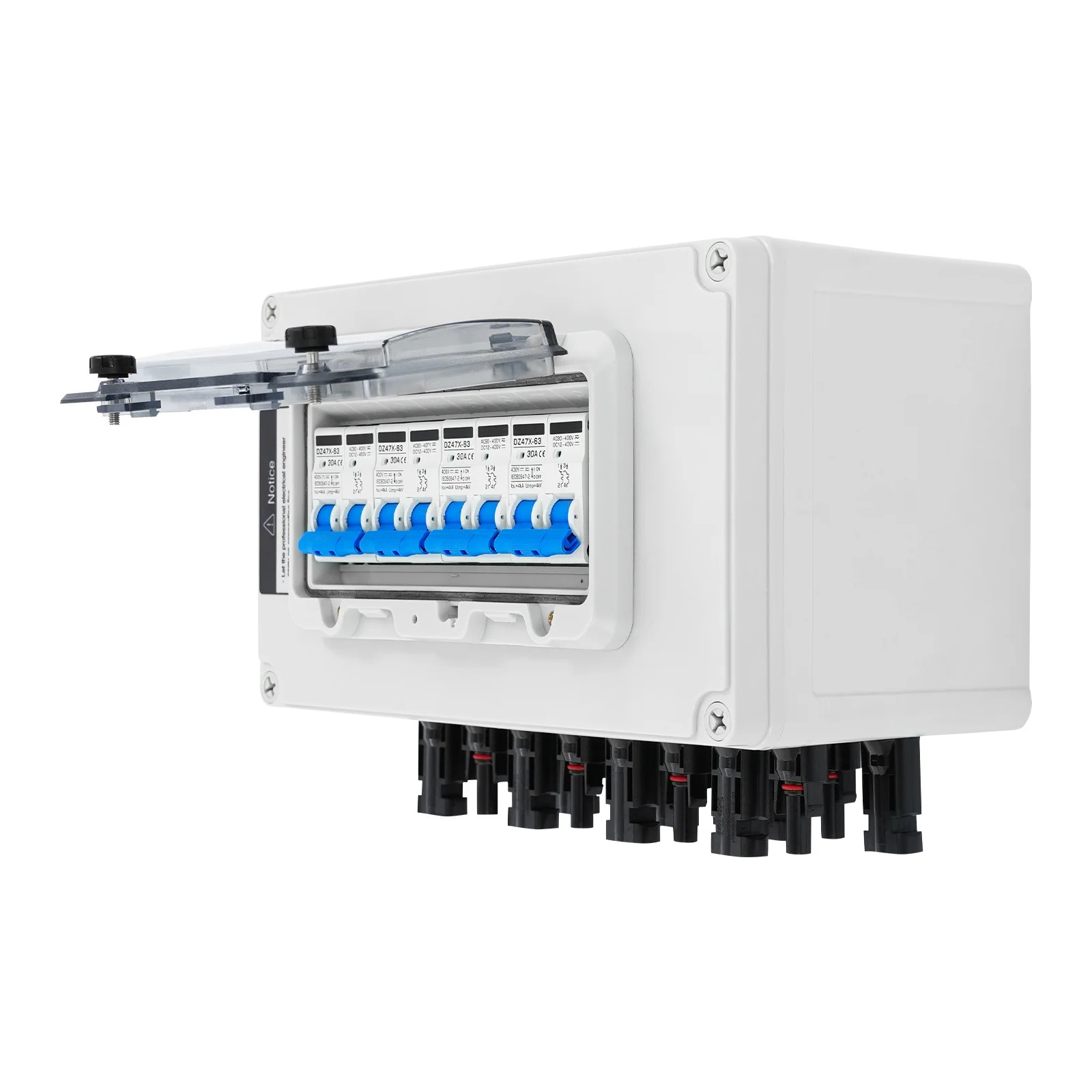 DC 12–400 V PV-Kombinator-Box, 4 Eingänge, 4 Ausgänge, 2 Eingänge, 2 Ausgänge, Solar-Leistungsschalter, IP67 wasserdicht, Flammschutz, Überspannungsschutz – Detail 6