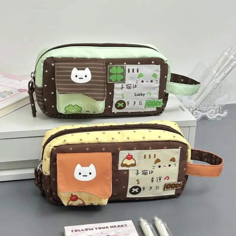 Niedliches Katzen-Federmäppchen, großes Fassungsvermögen, vielseitige Aufbewahrungstasche für Schreibwaren, Federmäppchen, Schultasche, Geschenk. – Detail 3