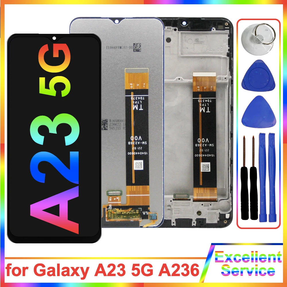 ЖК-дисплей 6,6 'для Samsung A23 5G A236 A236U A236B, ЖК-дисплей с сенсорным экраном и дигитайзером в сборе для Samsung A23 5G Screen A236U A236B