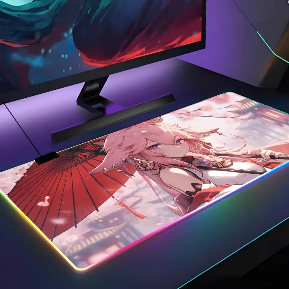Genshin impact Jenny Yokobori Mouse Pad Gamer RGB Deskmat Keyboard Mat Gaming Laptops LED Mousepad Desk Protector Anime Mause Ma