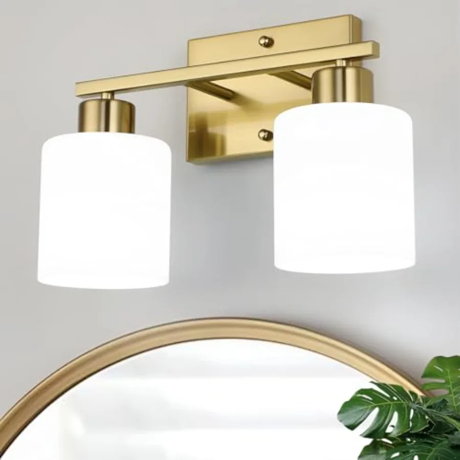 

Светильник для ванной комнаты из матового золота с плафонами из молочно-белого матового стекла, современные светильники для ванной комнаты Ove