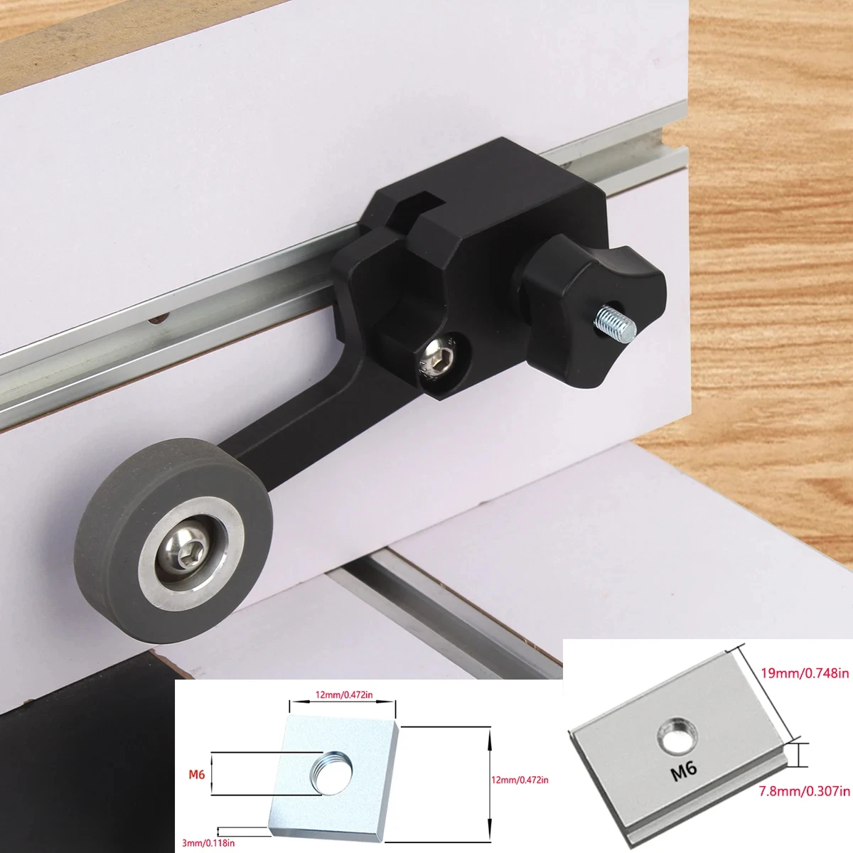 Imagem -04 - Carpintaria Multi-purpose Feather Loc Boards Saw Table Pressing Feeder Guider One Way Bearing Roller Ferramentas de Empurrar Segurança