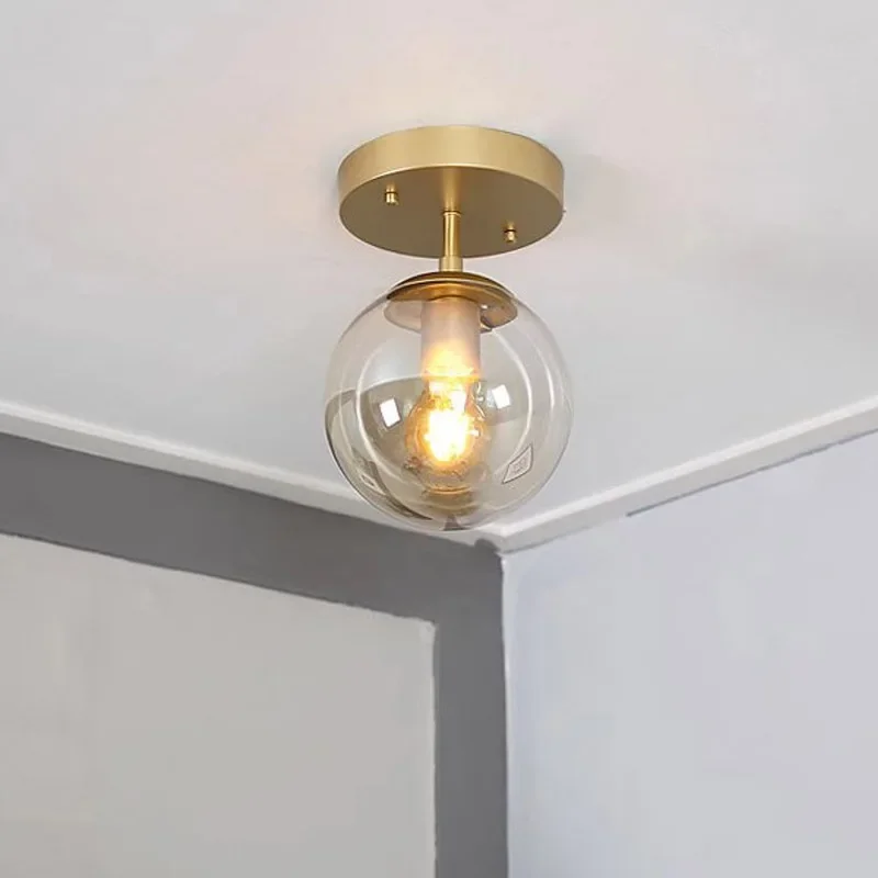 Nowoczesna szklana lampa sufitowa Minimalistyczna okrągła szklana kula Lampa sufitowa Korytarz Kreatywne oświetlenie salonu Oświetlenie Wystrój