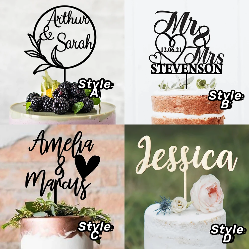 

Custom Heart Wedding Cake Topper with Name and Date, Personalized Rustic Wedding Wood Toppers, Birthday Anniversary Party Decor