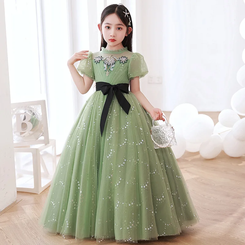 Children Clothes Birthday Dresss Long Ball Gown Embroidery Lace Princess Party Kids Dresses for Flower Girls Children Clothing