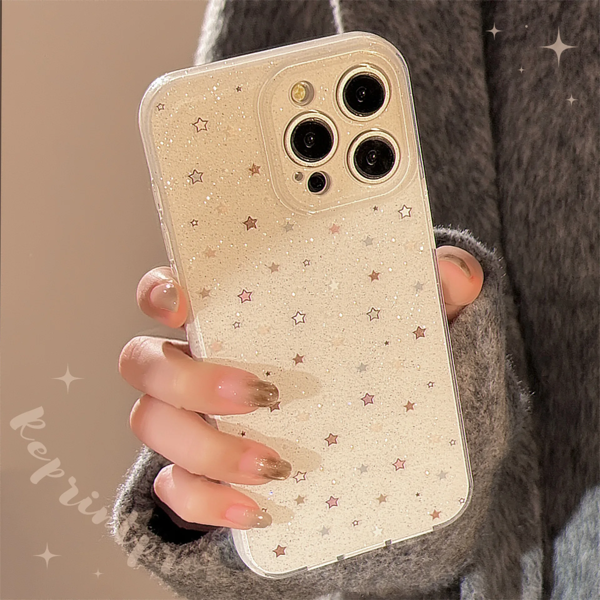 

Full Screen Colorful Stars Light Luxury Phone Case For iPhone 16PRO/15 PROMAX Mobile Phone Case For iPhone12 Anti-fall Cover