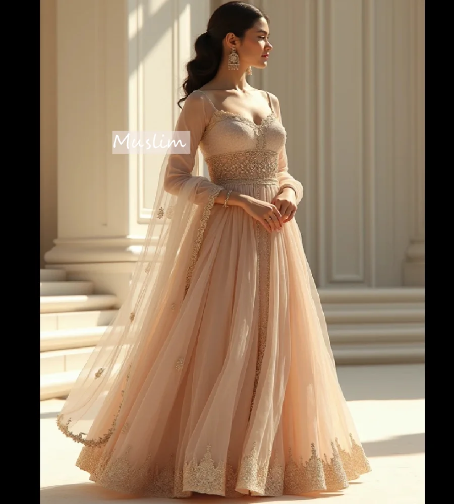 knee length dresses for ladies Organza White Long Maxi Dress – Indian Rani main image 1