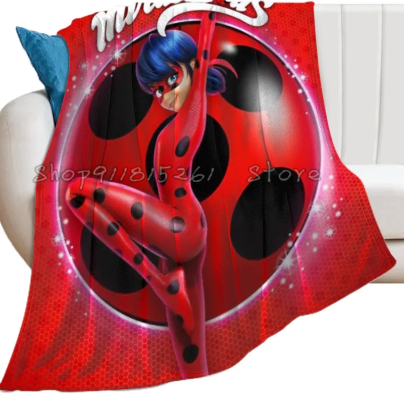 Ladybugs Cartoon Miraculers Girl Throw Blanket Fuzzy Warm Throws for Winter Bedding3D Printing Soft Micro Fleece Blanket