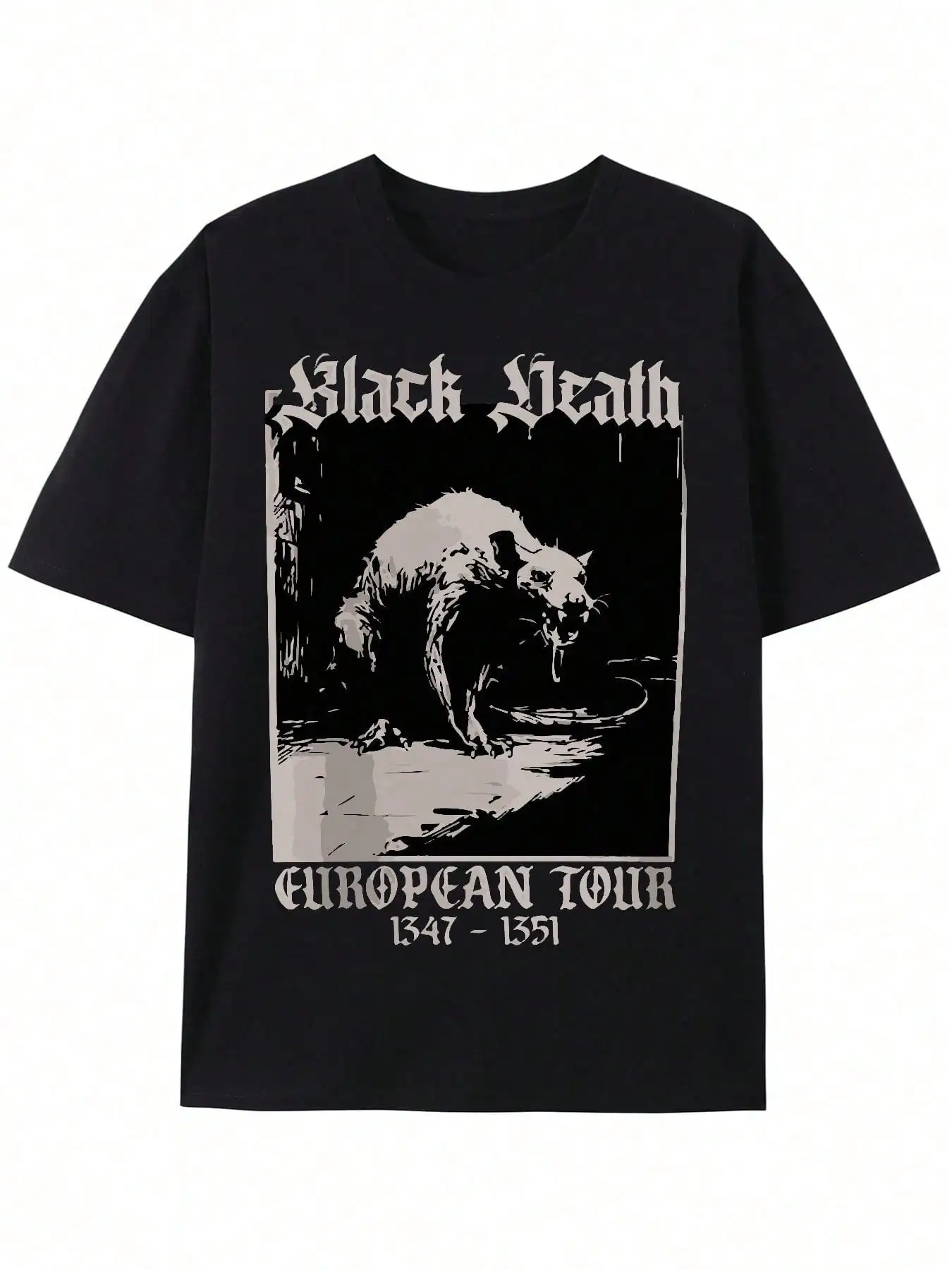 

Футболка «Черная смерть» Рубашка средневековой мыши Готическая одежда для мусора Ужасы Готическая эстетика История Рубашка Темная академия