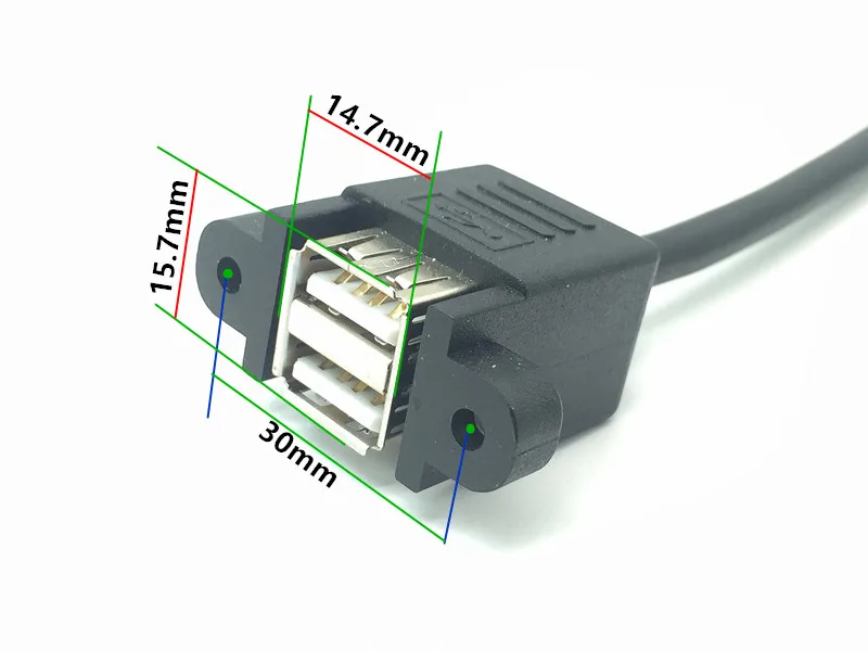 9pin USB 2.0 Female Pin Dual 2 Port USB Cable Motherboard Header Adapter-Dual Layer Type for PC (Dual) 30cm 50cm