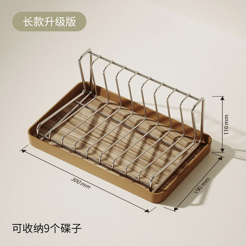 Kitchen Stainless Steel Drain Bowl Plate Rack Kitchen Bowl Storage Household Countertop Storage Rack with Water Receiving Plate