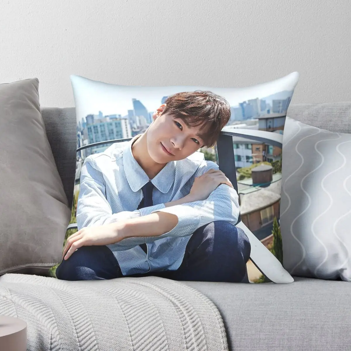 Moonbin Astro Dream 01 Square Pillowcase Polyester Linen Velvet Pattern Zip Decorative Bed