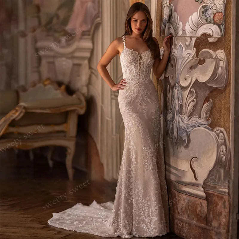 

Свадебное платье со съемным шлейфом изящная органза с вышивкой Русалка невесты без рукавов с квадратным воротником по индивидуальному заказу Vestido De Novia