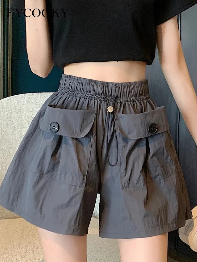 New 2025 Short Pant Women Korean Style Casual Solid Summer Fashion Pockets Cargo Shorts Woman