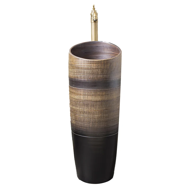 

Household column washbasin balcony bathroom washbasin outdoor floor ceramic column basin