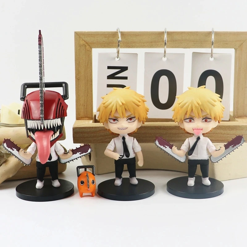 6pcs/set Anime Chainsaw Man Action Figurines Q Version Denji Power Figure PVC Model Collection Doll Children Toys Christmas Gift