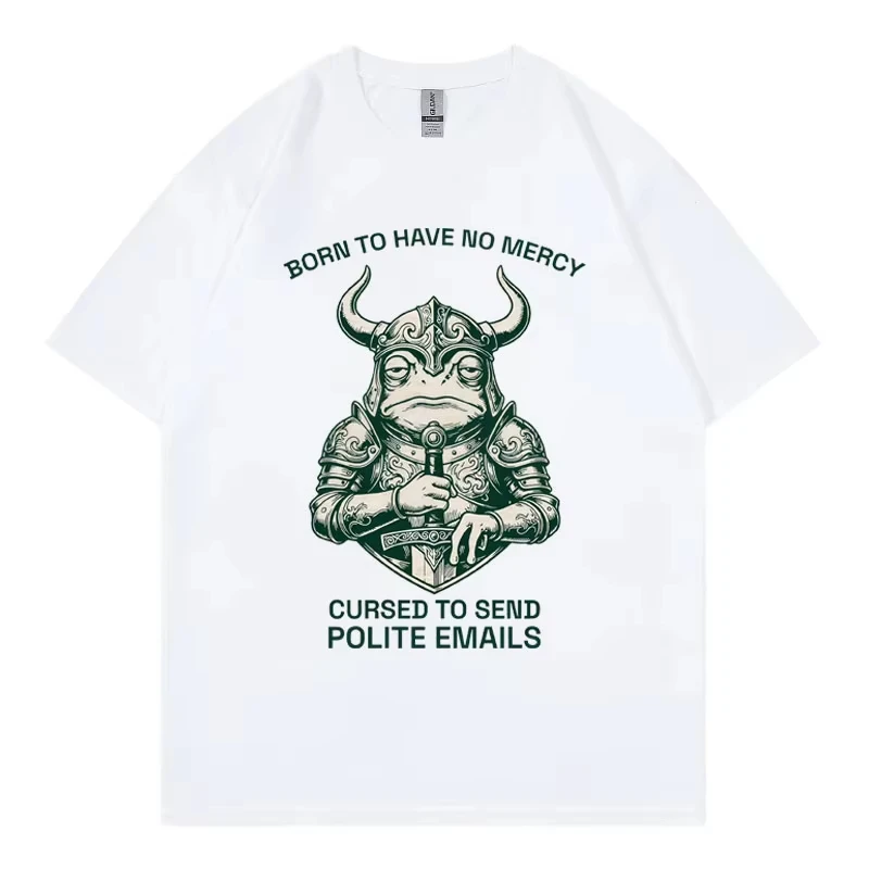 Cursed To Send Polite Emails Funny Frog Graphic T Shirts Men Women Gothic Vintage T-shirts Fashion Casual Short Sleeve T-shirt