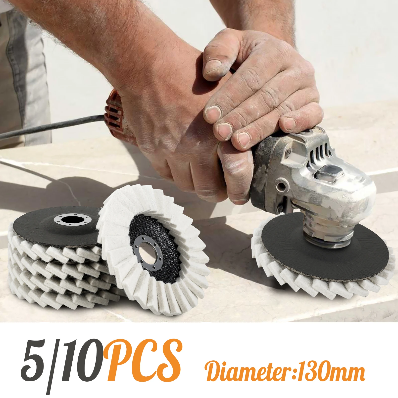 

5Pcs 130 MM Polishing Wheel 5inch Wool Flap Disc Set Felt Flap Polishing Wheel Disc Grinder Attachment Buffing Metal Derusting
