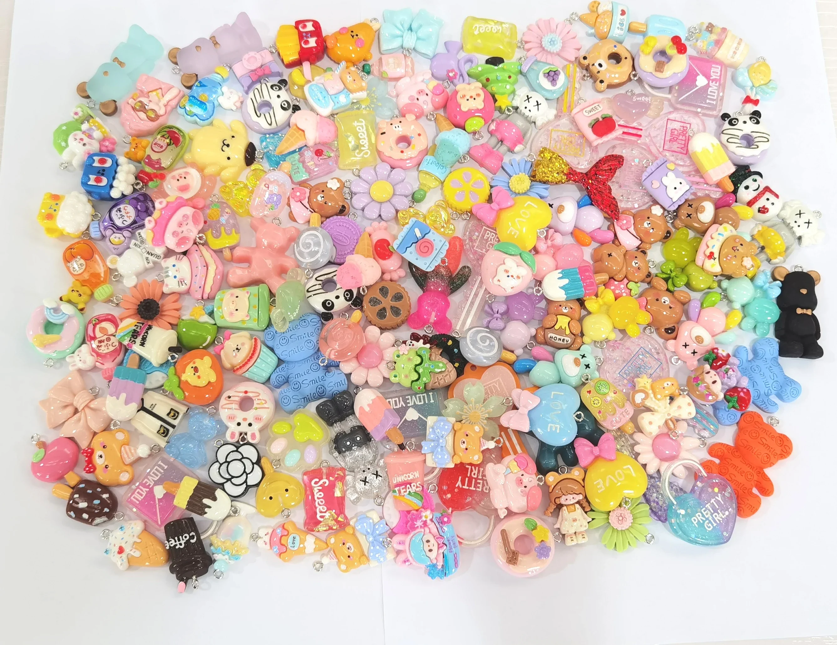 200PCS Resin Mixed Candy Charms with Hook picked at Random for Jewelry Making R200