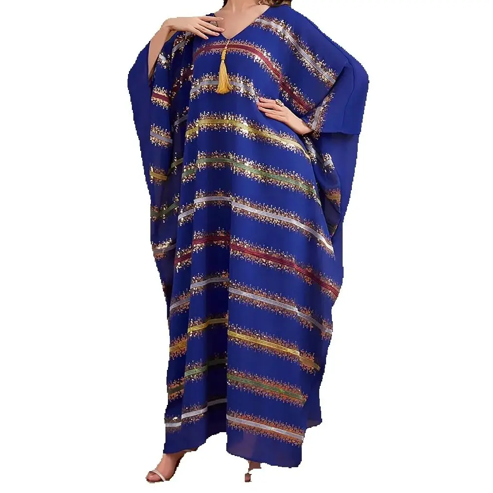

Eid Djellaba Sequin Abayas Women Muslim Tassel Maxi Dress Ramadan Dubai Luxury Abaya Turkey Kaftan Islam Clothing Caftan Robe