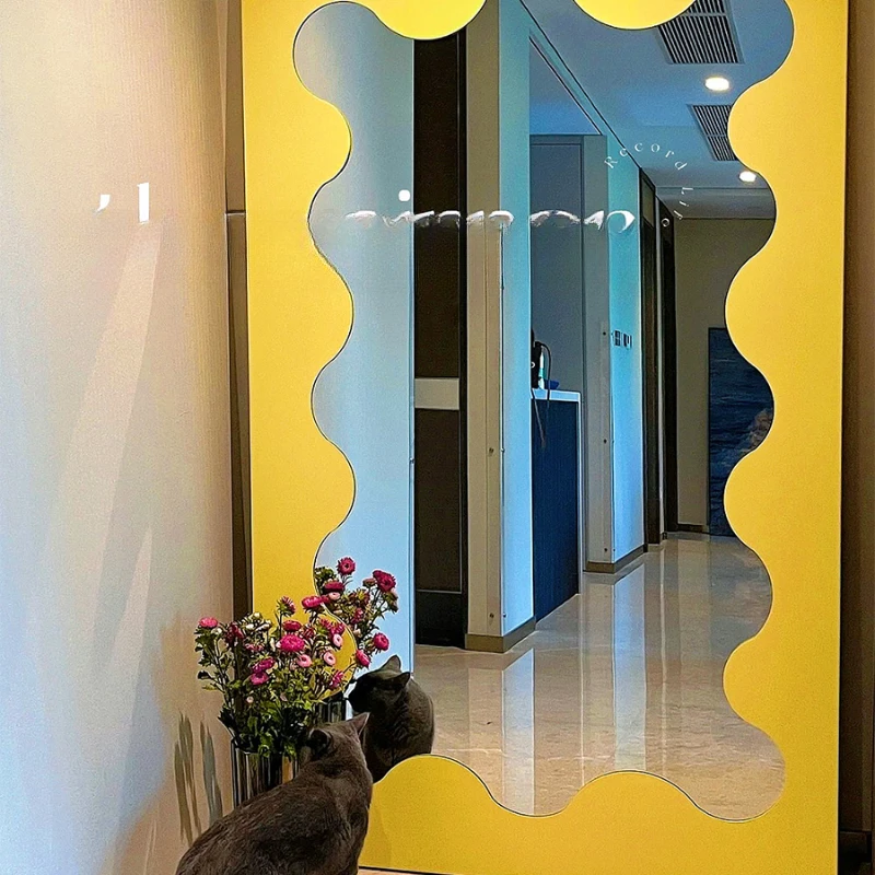 

Full body mirror, home bedroom wavy dressing mirror, clothing store floor mirror, simple style fitting mirror