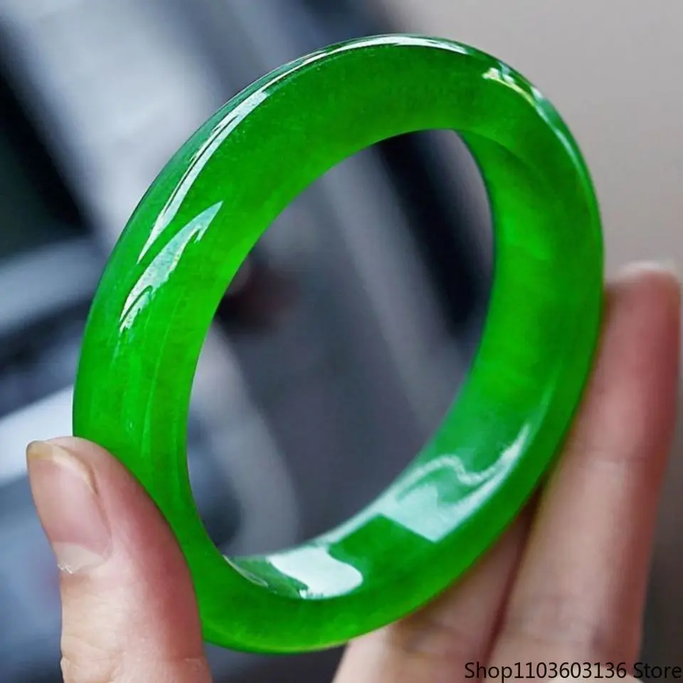 

Браслеты из настоящего нефрита, натуральный бирманский жадеит, 54 мм-63 мм, браслет ледяного зеленого цвета, элегантный браслет принцессы, лучшие легкие подарки для женщин