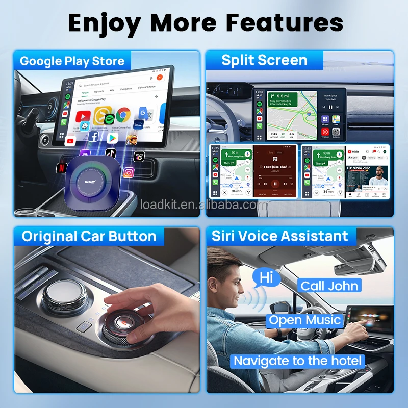 Moduł multimedialny Carlinkit Car Play Android Auto Adapter USB Smart Android Auto do fabrycznie montowanego CarPlay